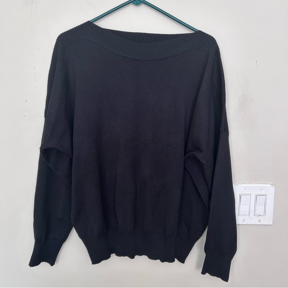 Premise Black Women's Lightweight Boatneck dolman sleeves Sweater. Size XL